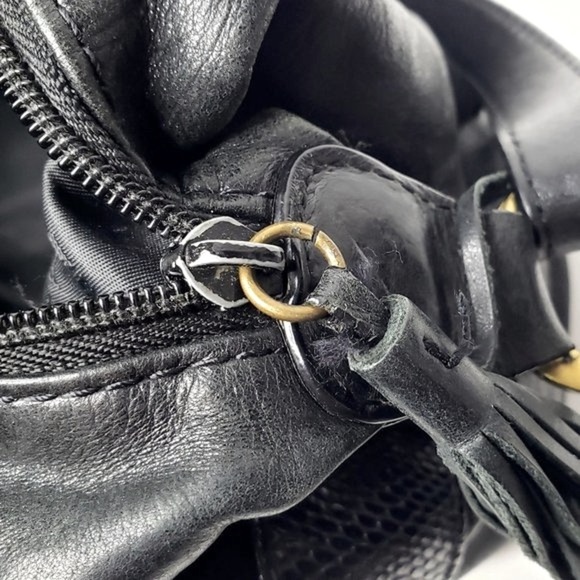 Sereta Black Leather and Suede Mix Shoulder Purse - Picture 12 of 14